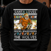 Santa Loves The Wolves Black Wolves Christmas Jumper