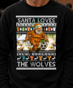 Santa Loves The Wolves Black Wolves Christmas Jumper