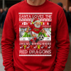 Santa Loves The Red Dragons Wrexham Red Christmas Jumper