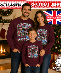 I'm Dreaming Of A Claret & Blue Christmas Burgundy Christmas Jumper Villa Jumper - Image 3