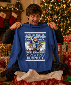 Santa Hates Burnley Blue Blackburn Christmas Jumper - Image 4