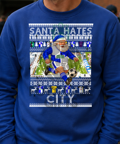 Santa Hates City Blue Bristol Rovers Christmas Jumper