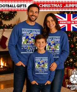 Santa Hates City Blue Bristol Rovers Christmas Jumper - Image 3