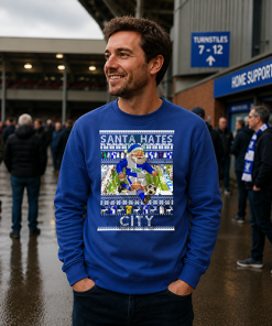 Santa Hates City Blue Bristol Rovers Christmas Jumper - Image 2