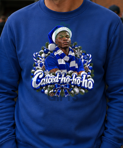 The FG Christmas Jumper Collection Caiced Ho Ho Ho Blue Chelsea Christmas Jumper
