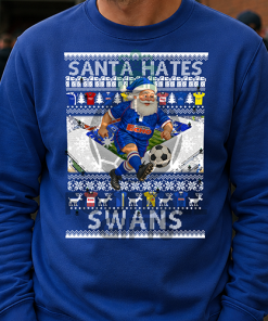 Santa Hates Swans Blue Cardiff City Christmas Jumper