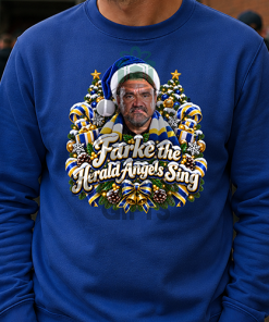 The FG Christmas Jumper Collection Farke the Herald Angels Sing Blue Leeds Christmas Jumper