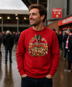 The FG Christmas Jumper Collection Frimpong Merrily On High Red Liverpool Christmas Jumper - Image 2