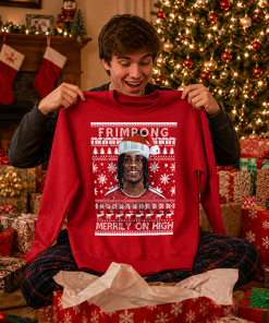 Frimpong Merrily On High Red Christmas Jumper Jeremie Frimpong Liverpool Jumper - Image 4