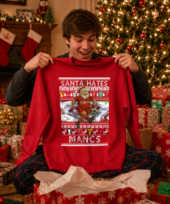 Santa Hates Mancs Liverpool Red Christmas Jumper - Image 4