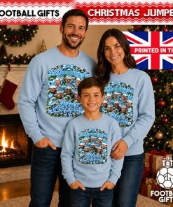 I'm Dreaming Of A Blue Christmas Man City Sky Blue Christmas Jumper - Image 3