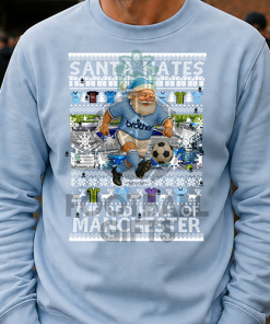 Santa Hates The Red Half Of Manchester Sky Blue Man City Christmas Jumper