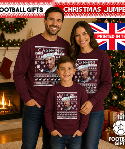 Cash-ing Through The Snow Burgundy Christmas Jumper Matty Cash Aston Villa Jumper - Image 3