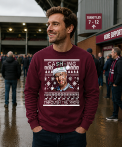Cash-ing Through The Snow Burgundy Christmas Jumper Matty Cash Aston Villa Jumper - Image 2