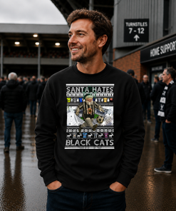 Santa Hates Black Cats Newcastle Black Christmas Jumper - Image 2