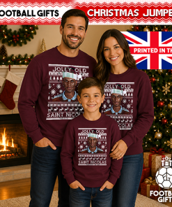 Jolly Old Saint Nicolas Burgundy Christmas Jumper Nicolas Jackson Villa Jumper - Image 3
