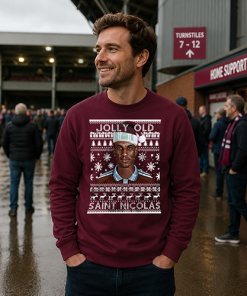 Jolly Old Saint Nicolas Burgundy Christmas Jumper Nicolas Jackson Villa Jumper - Image 2