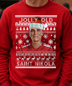 Jolly Old Saint Nikola Red Christmas Jumper Nikola Milenkovic Nottingham Forest Jumper