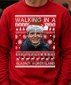 Walking In A Glasner Wonderland Red Christmas Jumper Oliver Glasner Forest Jumper