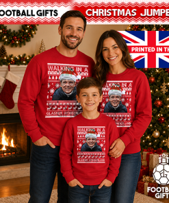 Walking In A Glasner Wonderland Red Christmas Jumper Oliver Glasner Forest Jumper - Image 3