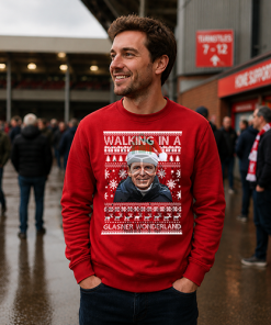 Walking In A Glasner Wonderland Red Christmas Jumper Oliver Glasner Forest Jumper - Image 2