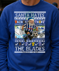 Santa Hates The Blades Sheff Wed Blue Christmas Jumper
