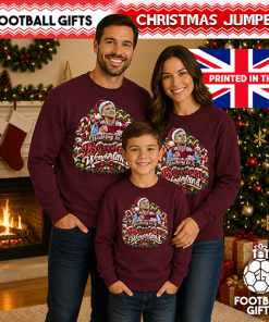 The FG Christmas Jumper Collection Walking In A Bowen Wonderland Burgundy West Ham Christmas Jumper - Image 3