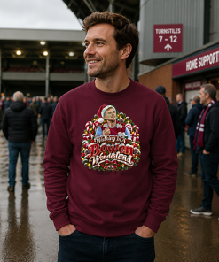 The FG Christmas Jumper Collection Walking In A Bowen Wonderland Burgundy West Ham Christmas Jumper - Image 2