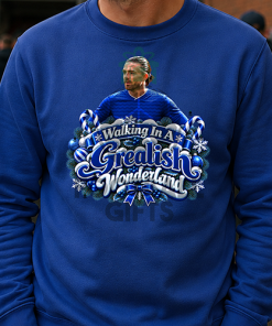 The FG Christmas Jumper Collection Walking In A Grealish Wonderland Blue Everton Christmas Jumper