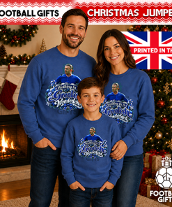 The FG Christmas Jumper Collection Walking In A Grealish Wonderland Blue Everton Christmas Jumper - Image 3