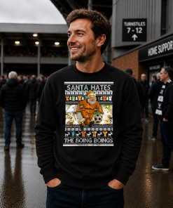 Santa Hates The Boing Boings Wolves Black Christmas Jumper - Image 2