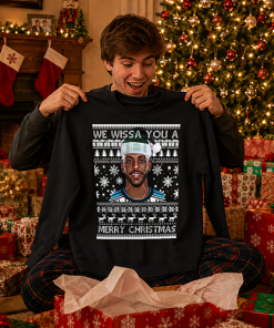 We Wissa You A Merry Christmas Black Christmas Jumper Yoane Wissa Newcastle Jumper - Image 4