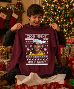 Zion Night, Holy Night Burgundy Christmas Jumper Zion Suzuki Aston Villa Jumper - Image 4
