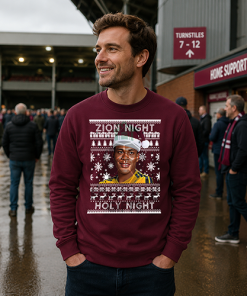 Zion Night, Holy Night Burgundy Christmas Jumper Zion Suzuki Aston Villa Jumper - Image 2